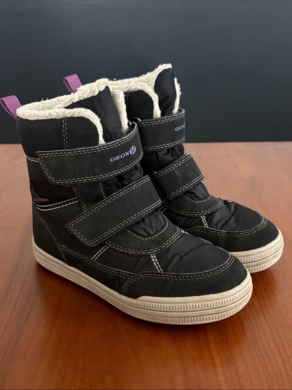 Geox, winter boots, black and purple, size 12